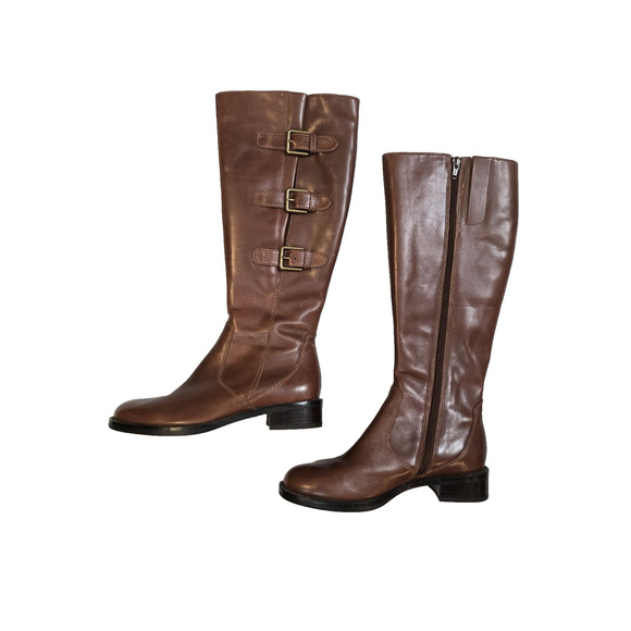 NEW! ECCO Hobart Buckle Brown Leather Riding Fall Boots Size EU 36 US 5/5.5 - Picture 2 of 9